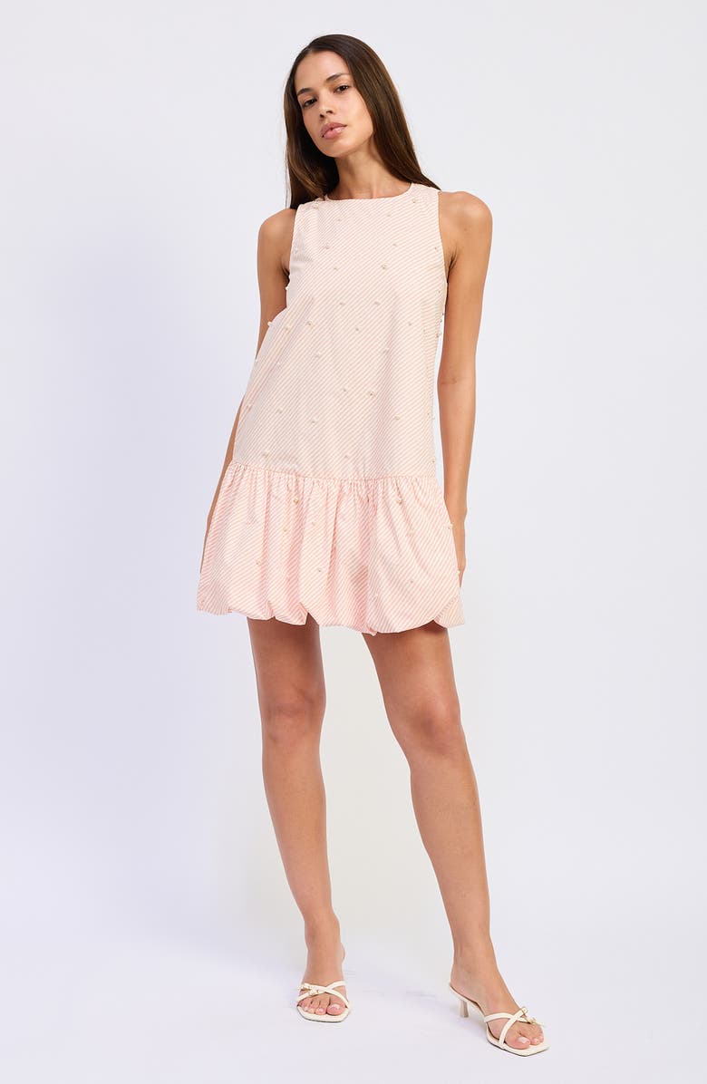 En Saison Aurora Bubble Hem Faux Pearl Minidress, Alternate, color, Peach Ivory