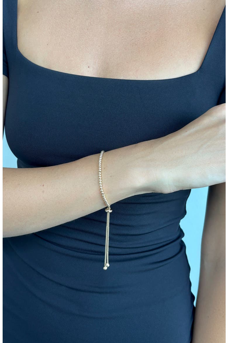 14k Gold Plated Beaded Slider Bracelet, Alternate, color, SILVER