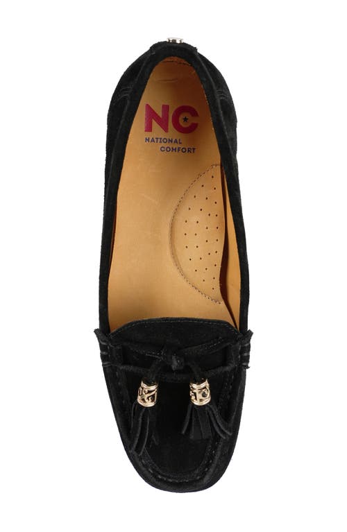 National Comfort Shell Suede Loafer In Black Suede