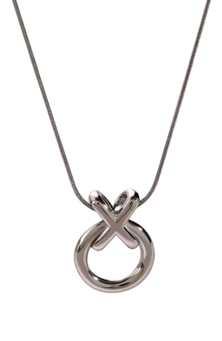MacRae & Co. Love & Hugs Pendant Necklace, Main, color, Silver