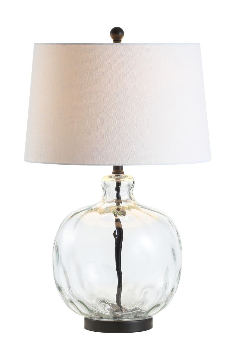 JONATHAN Y Rae 26.5" Glass/Metal LED Table Lamp, Clear/Black, Main, color, Clear/Black