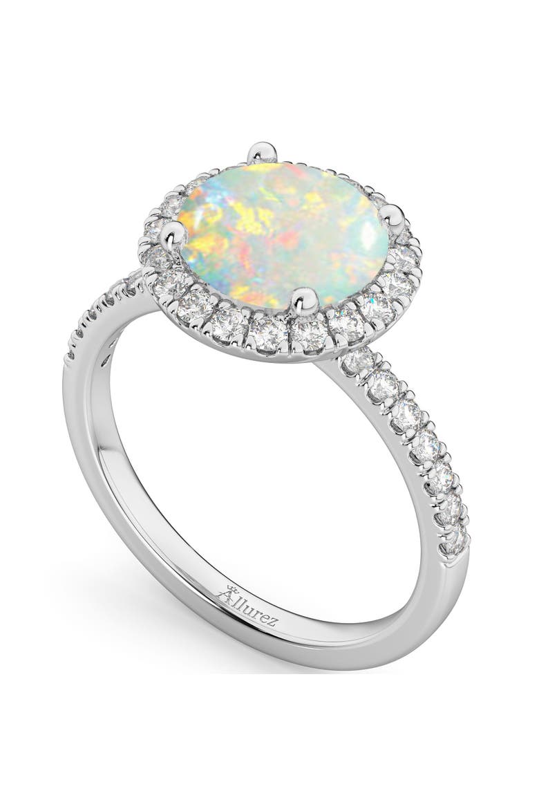 Halo Opal & Diamond Engagement Ring 14K, Alternate, color, 1.80ct/White Gold