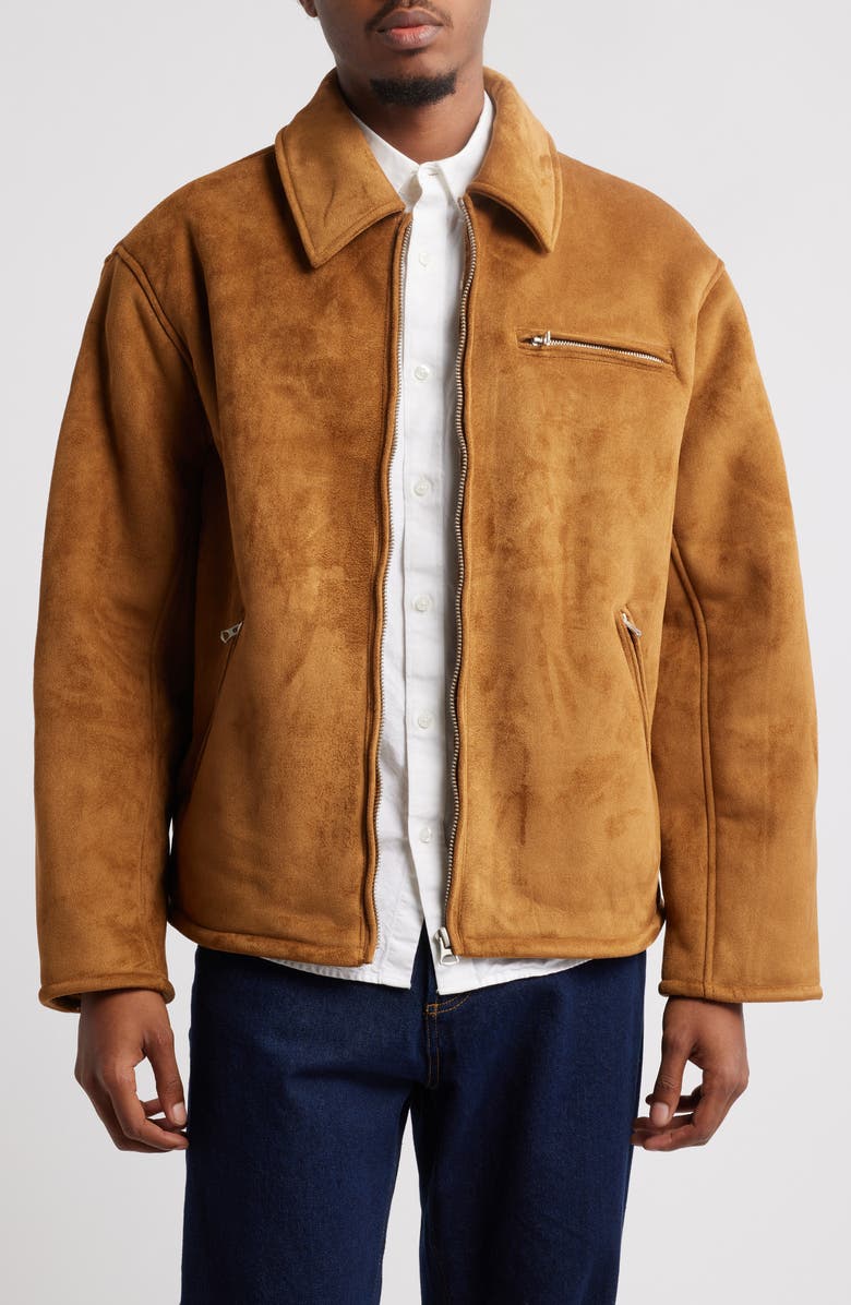 Topman Faux Shearling Lined Faux Suede Jacket, Main, color, 