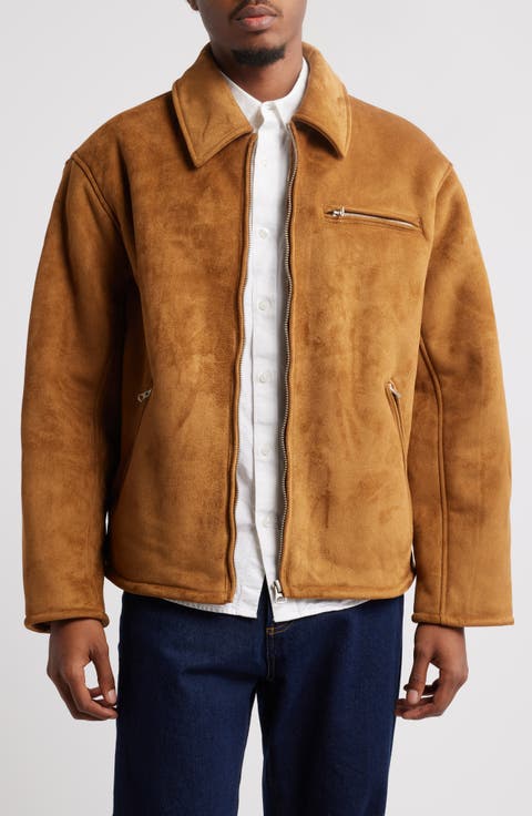 Faux Shearling Lined Faux Suede Jacket