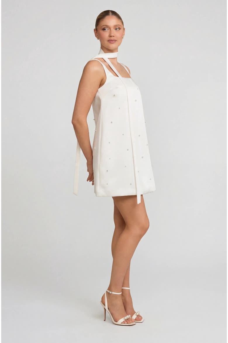 Anya Scatter Bead Mini Dress, Alternate, color, White