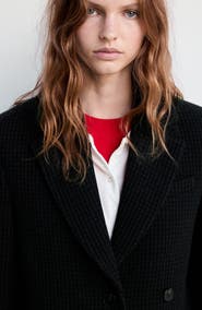 MANGO Shibu Houndstooth Wool Blend Blazer
