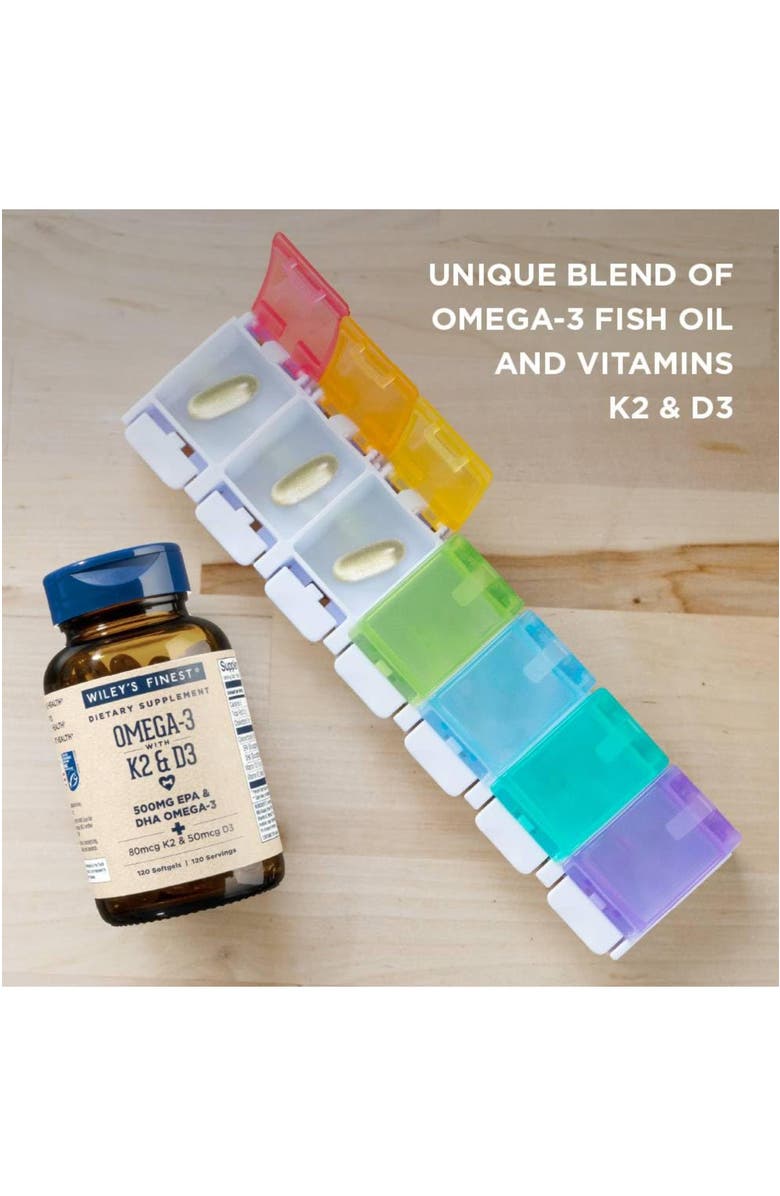 Wiley's Finest Vitamin K2 & D3 Omega-3 Softgels for Bone and Heart Health Support 120 sofgels, Alternate, color, NO COLOR