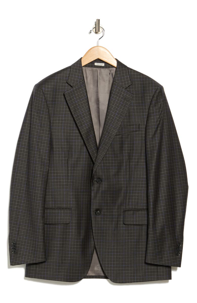Peter Millar Plaid Wool Sport Coat, Alternate, color, Charcoal