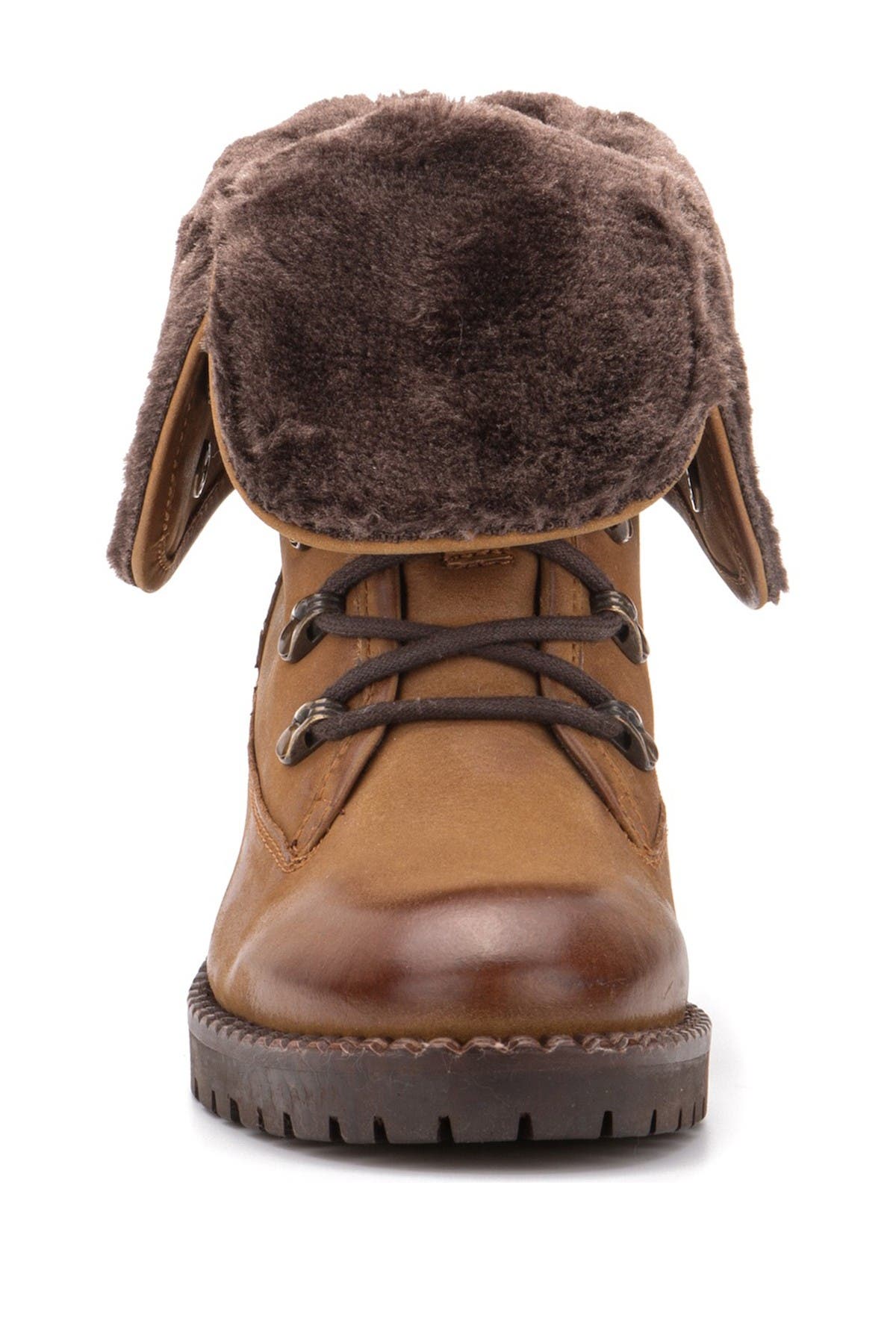 Milan Faux Fur Lined Leather Lace-Up Boot, Alternate, color, TAN