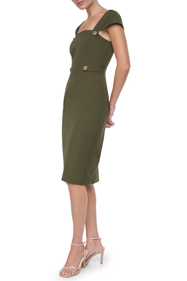 Cap Sleeve Square Neck Midi Sheath Dress, Alternate, color, HUNTER GREEN