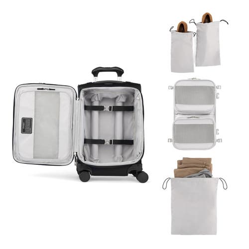 Travelpro Versapack + Lightweight Softside Expandable 20" Compact Carry On Spinner Luggage In Black