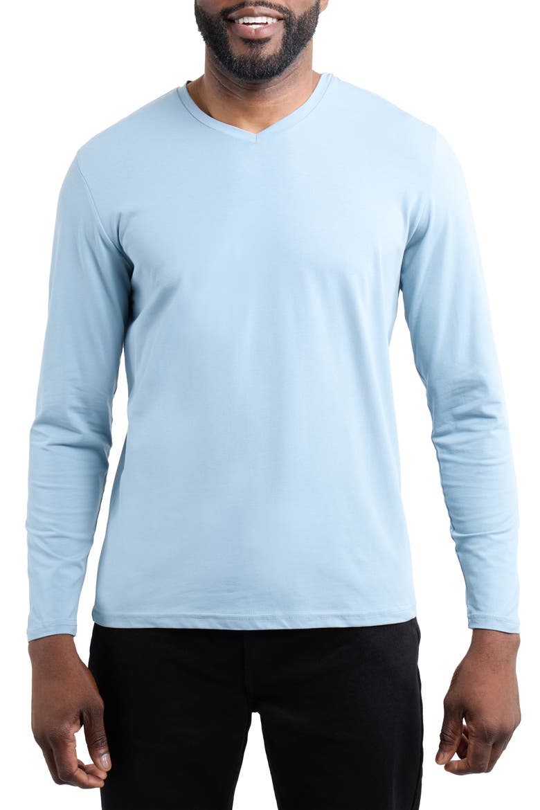 V-Neck Long Sleeve T-Shirt, Main, color, SLATE BLUE