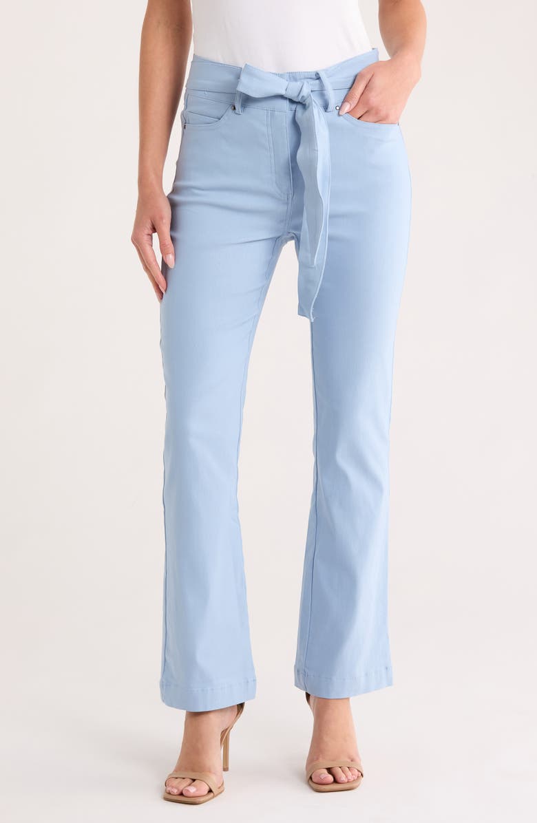 Nicole Miller Tie Waist Bootcut Pants, Main, color, Soft Chamy