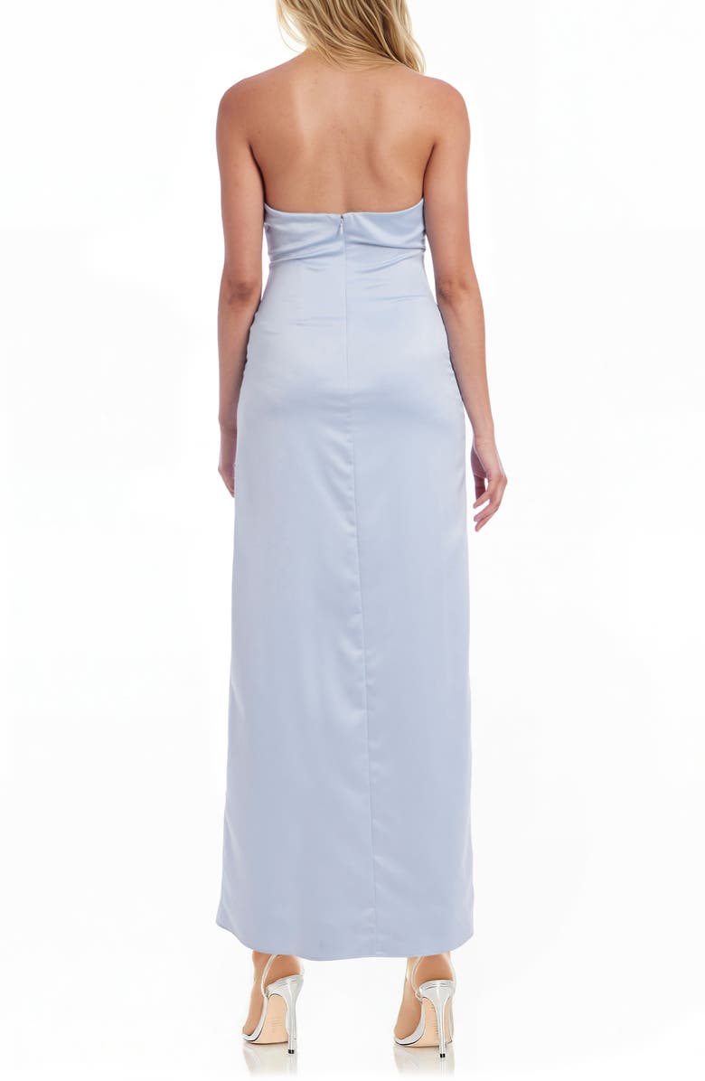 Jewel Badgley Mischka Faux Pearl Trim Halter Cocktail Dress, Alternate, color, Sky