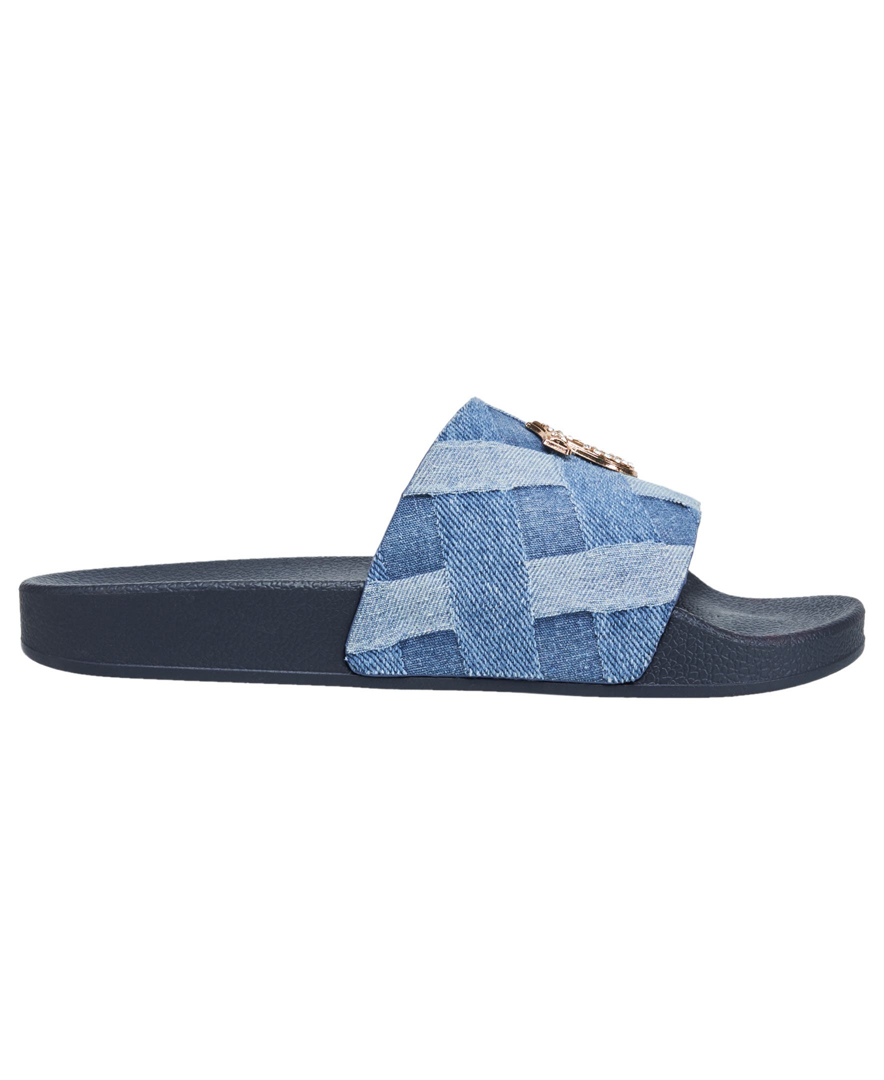 True Religion Spice Pool Slide, Alternate, color, Denim