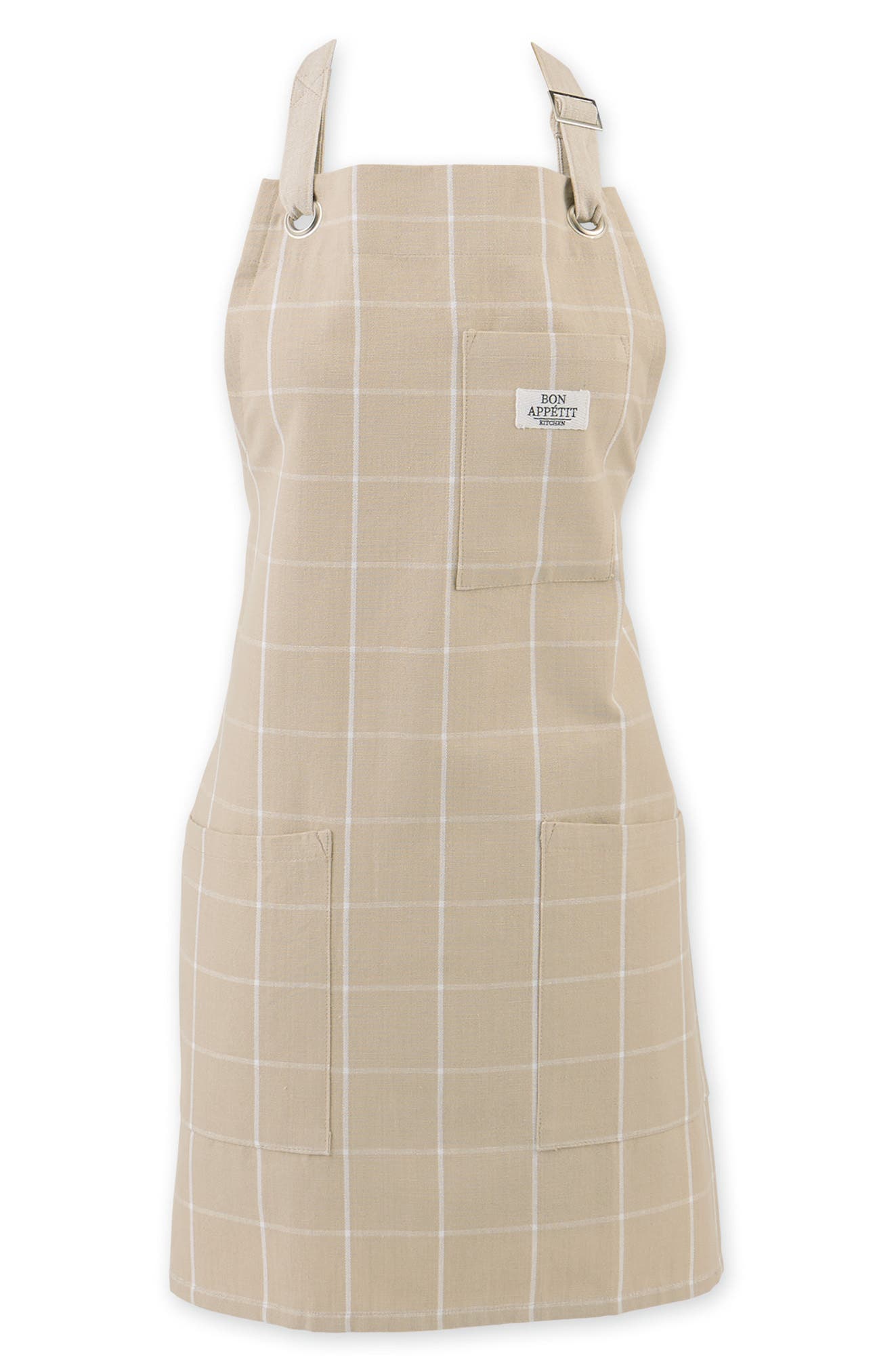 Design Imports Windowpane Print Cotton Apron