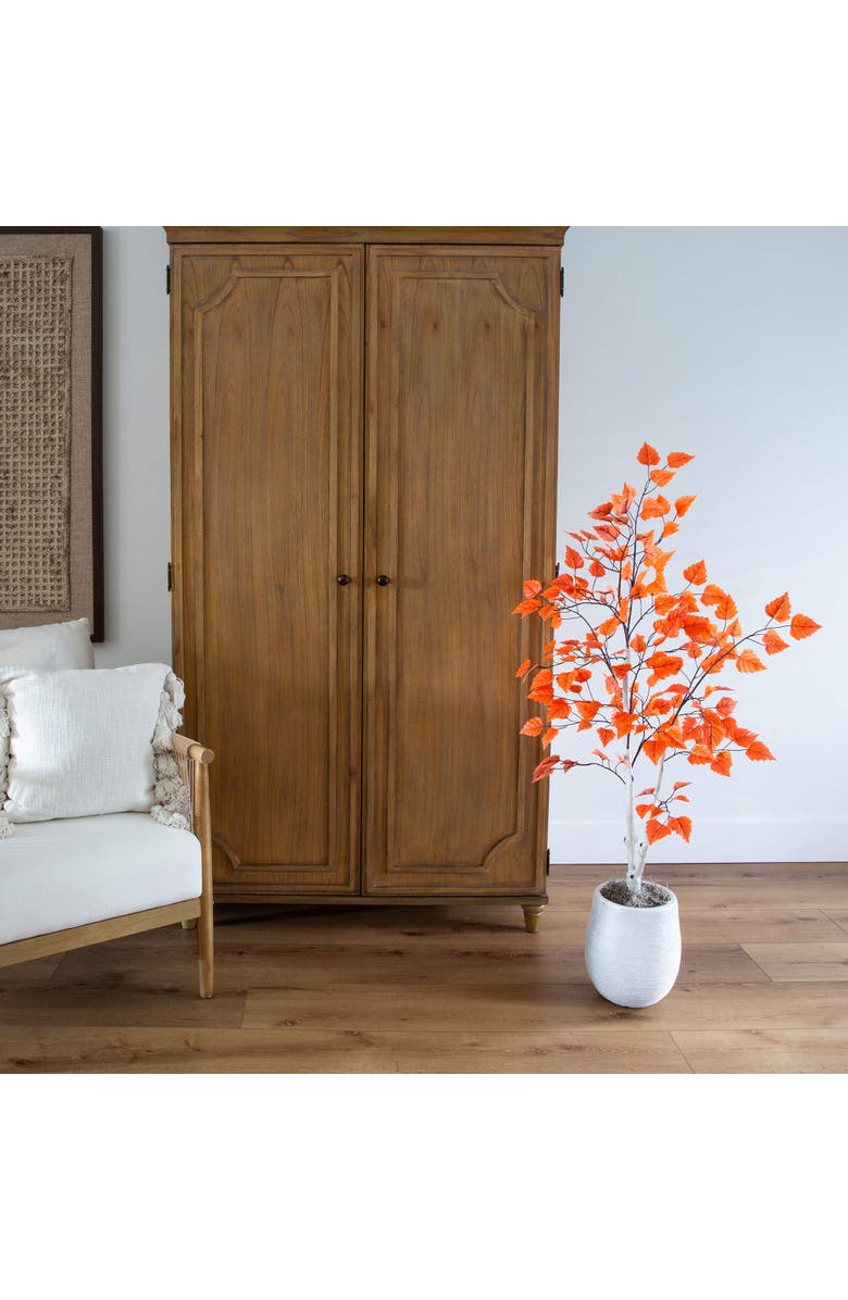 NEARLY NATURAL 4-ft Autumn Paper Birch Artificial Fall Tree, Alternate, color, Orange