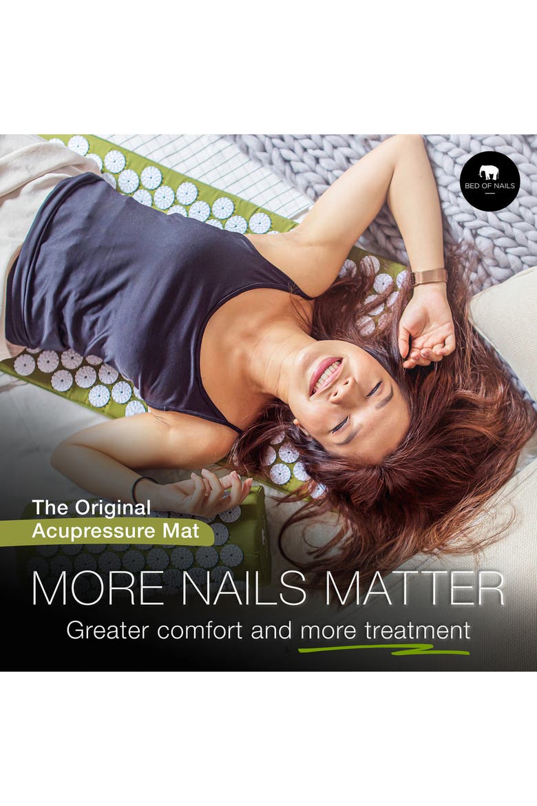 Bon Mat and Pillow Set Original Acupressure Design with 10962 Precision Nails, Alternate, color, Green
