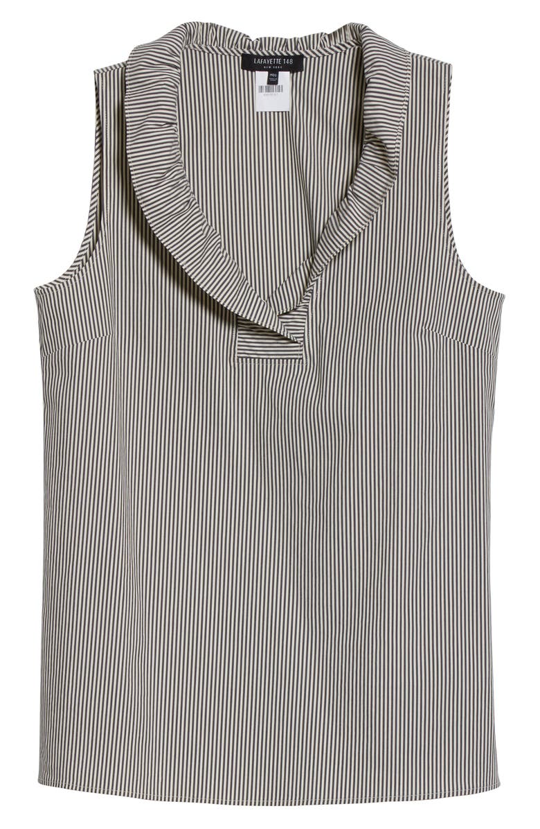 Lafayette 148 New York Viola Ruffle Neck Stripe Blouse, Alternate, color, 