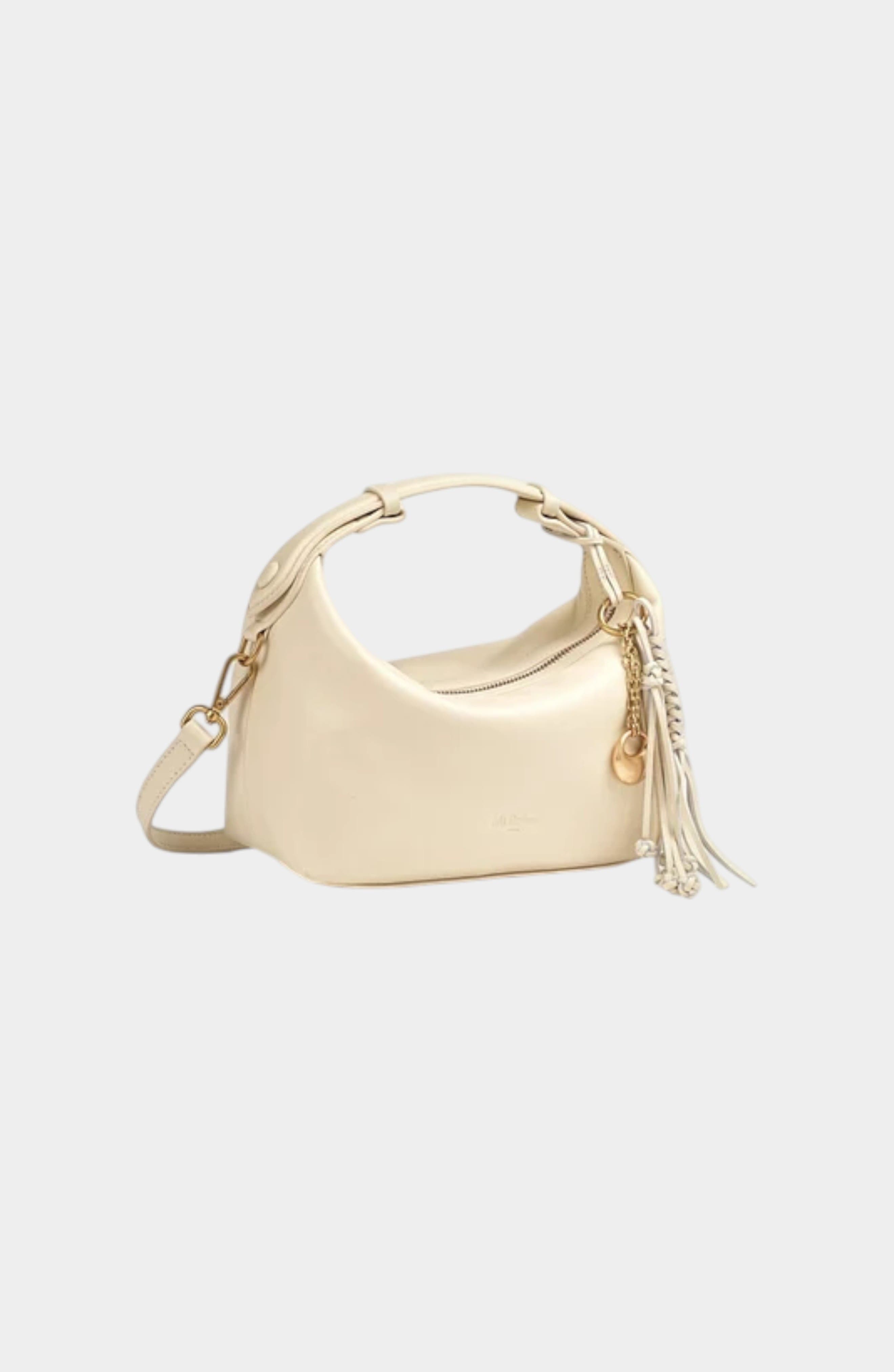 Camilla Genuine Sheep Leather Half Moon Bag, Alternate, color, Creamy White