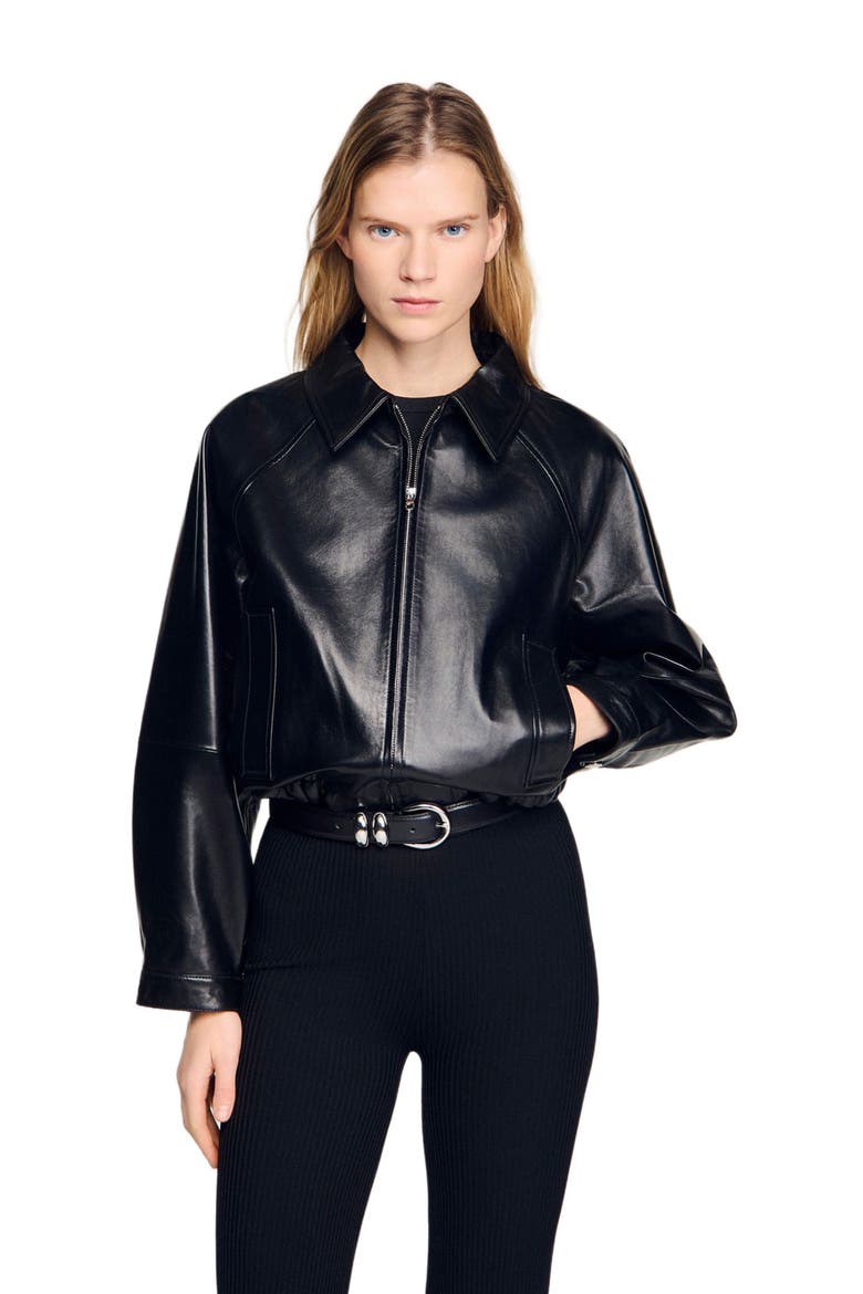 Lamb leather jacket, Alternate, color, Black