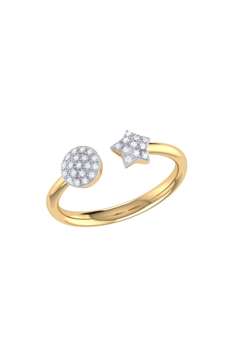 LuvMyJewelry Full Moon Star Sterling Silver Diamond Open Ring, Main, color, 14Kt Gold Vermeil On Sterling