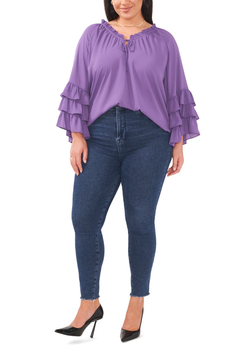Ruffle Sleeve Blouse, Alternate, color, 577 TWILIGHT PURPLE