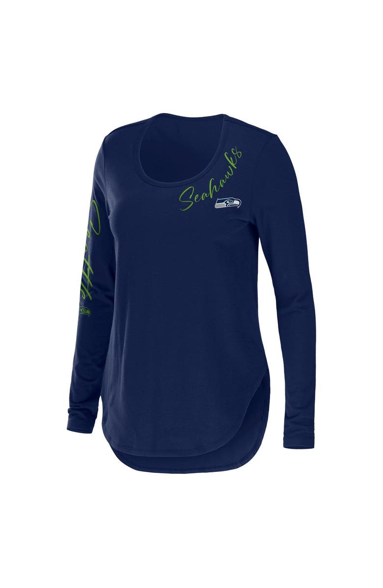 WEAR by Erin Andrews Women's WEAR by Erin Andrews College Navy Seattle Seahawks Team Scoop Neck Tri-Blend Long Sleeve T-Shirt, Alternate, color, Navy