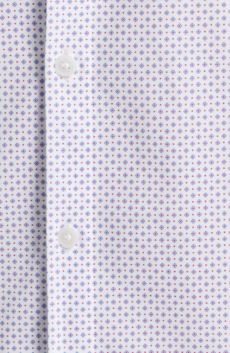 Mizzen+Main Leeward Trim Fit Short Sleeve Performance Button-Up Shirt, Alternate, color, Mulberry Double Diamond