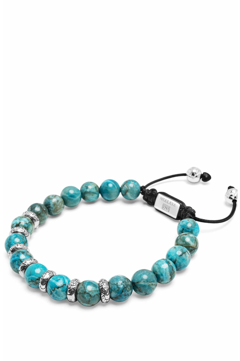 Sterling Silver Beaded Bracelet, Alternate, color, Turquoise