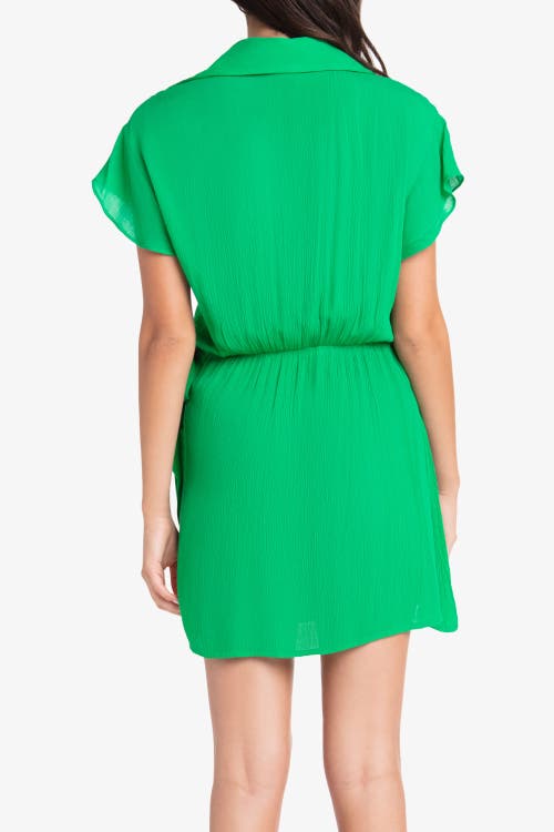 Helen Jon Flutter Sleeve Wrap Dress In Kelly Green