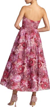 Mac Duggal Sequin Mesh Strapless Midi Dress With Pockets