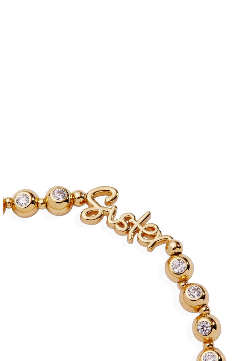 Sister Elongated Crystal Stretch Bracelet, Alternate, color, Gold