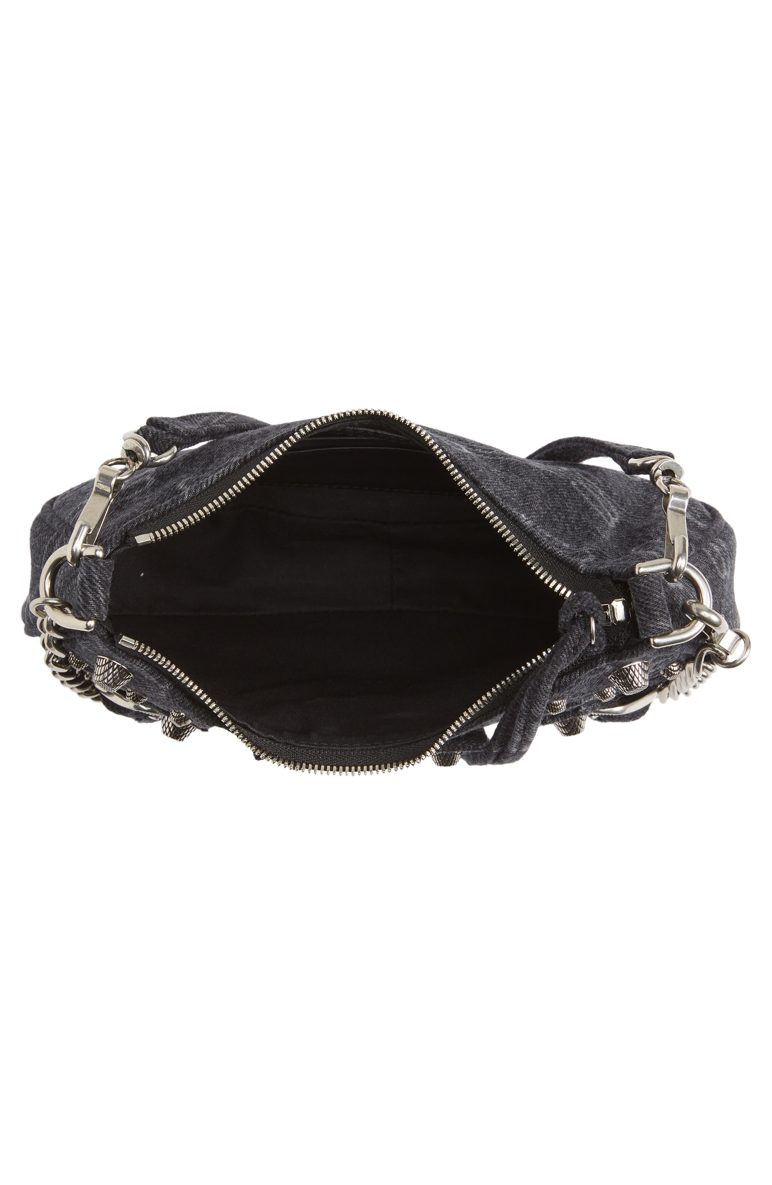 Le Cagole Denim Logo Shoulder Bag, Alternate, color, BLACK