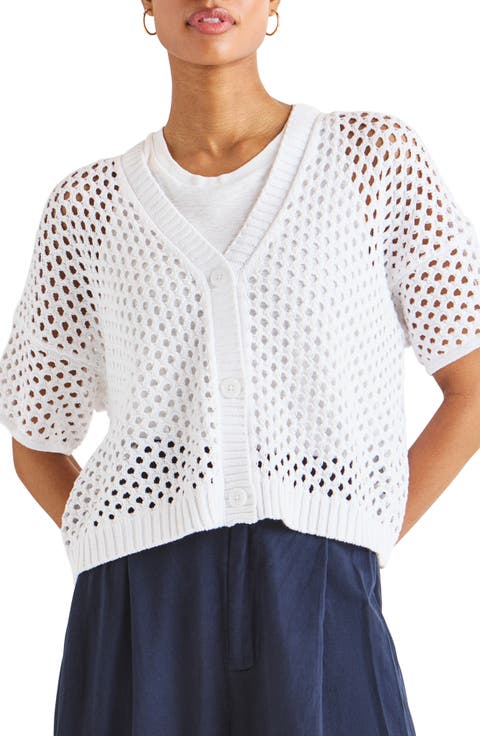 Nova Short Sleeve Cotton Pointelle Cardigan