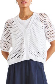 Splendid Nova Short Sleeve Cotton Pointelle Cardigan