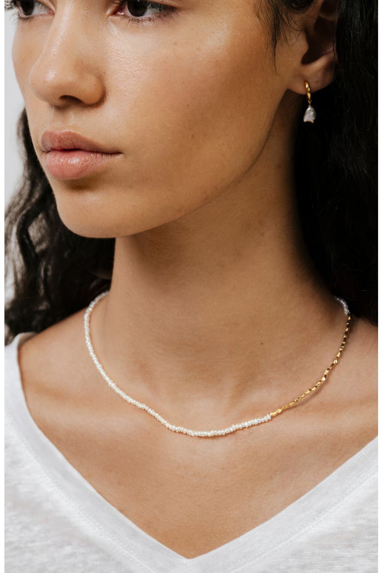 Mini Beaded Nugget Pearl Necklace, Alternate, color, 18CT GOLD VERMEIL ON STERLING