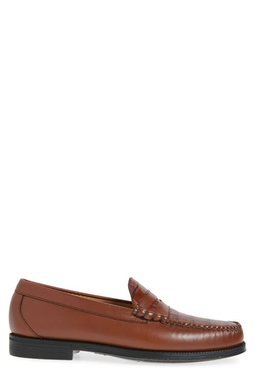 G.h.bass Larson Easy Weejun Penny Loafer In Brown Combo Croco