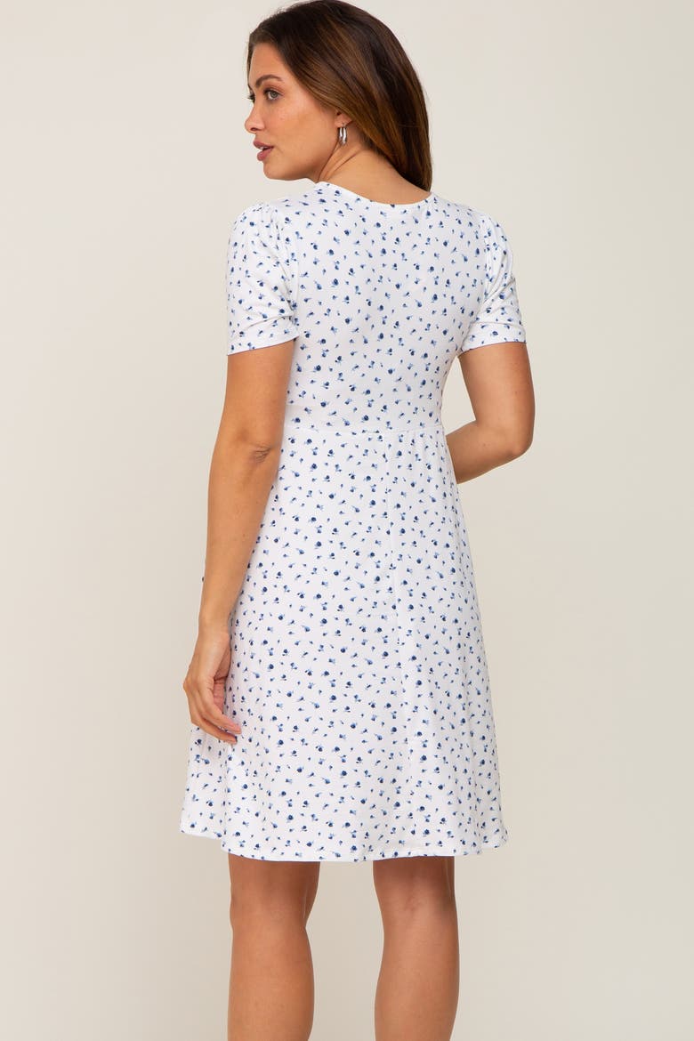 Floral Smocked Short Sleeve Dress, Alternate, color, Ivory