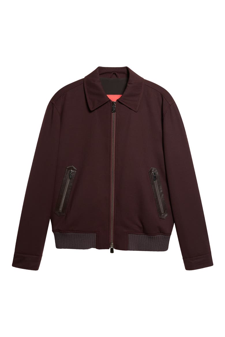 Aviator Scuba Stretch Wool Jacket, Alternate, color, PURPLE 280