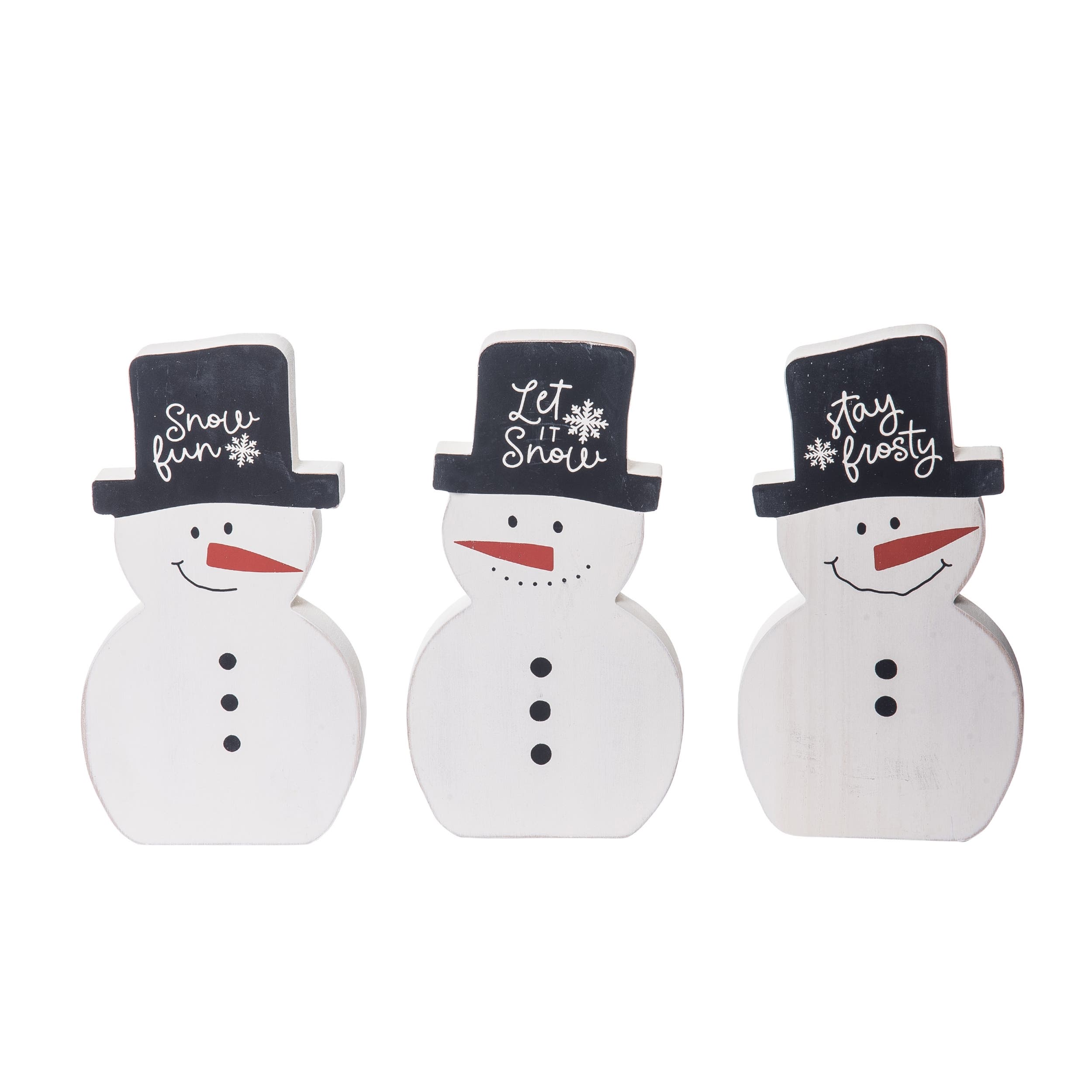 Transpac Wood Multicolor Christmas Happy Snowman Table Decoration Set