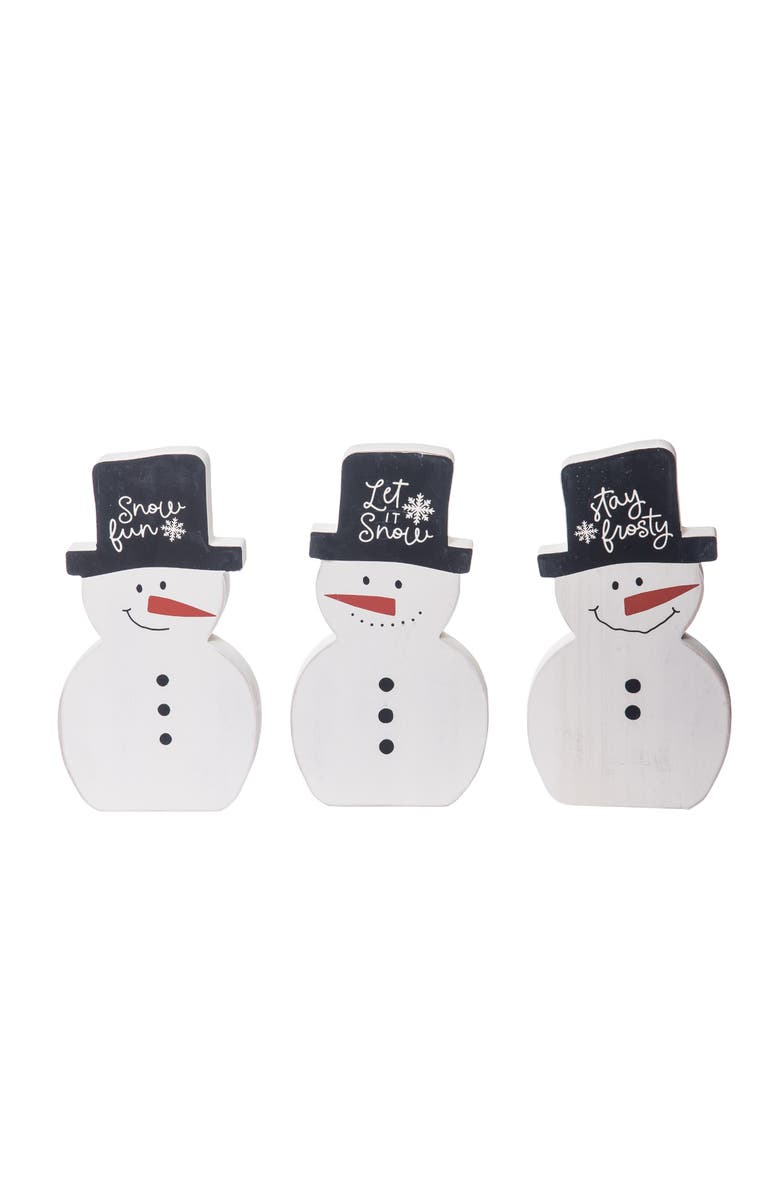 Transpac Wood Multicolor Christmas Happy Snowman Table Decoration Set, Main, color, Multicolored