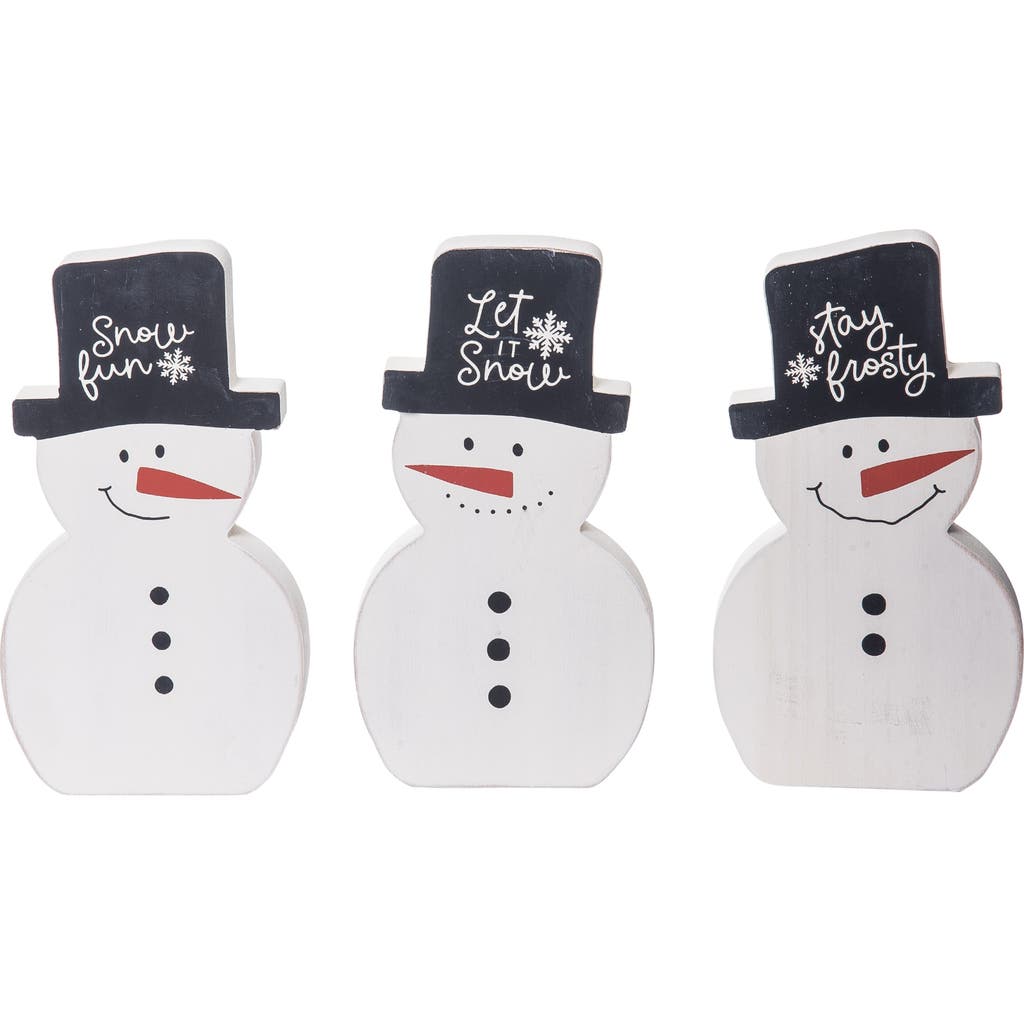 Transpac Wood Multicolor Christmas Happy Snowman Table Decoration Set