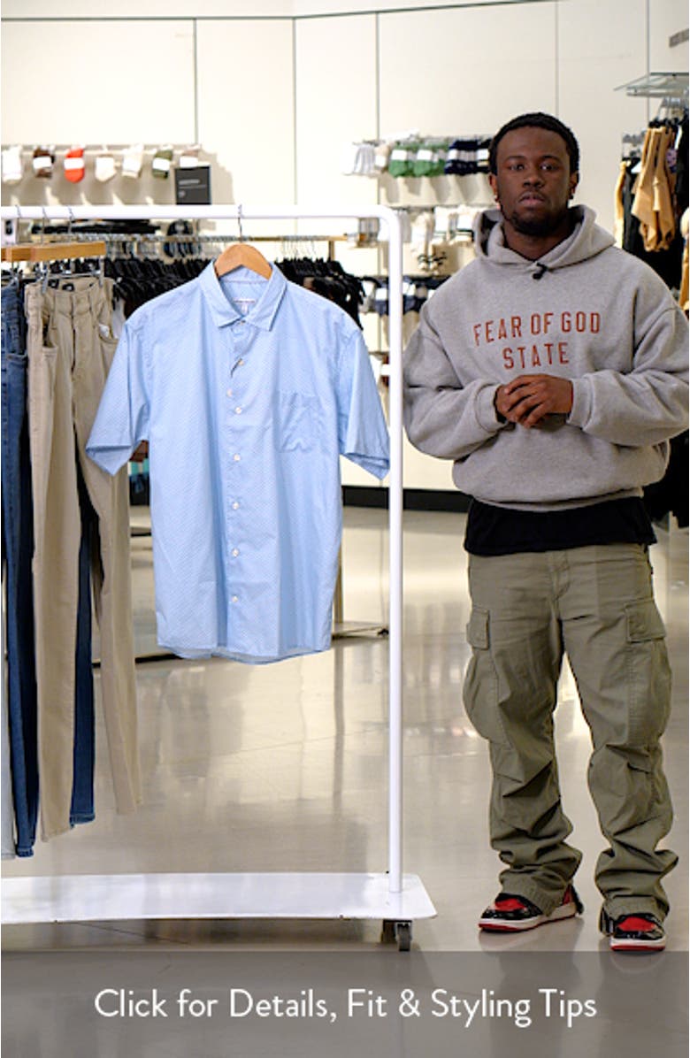 Charles Deco Print Short Sleeve Cotton Button-Up Shirt, sales video thumbnail