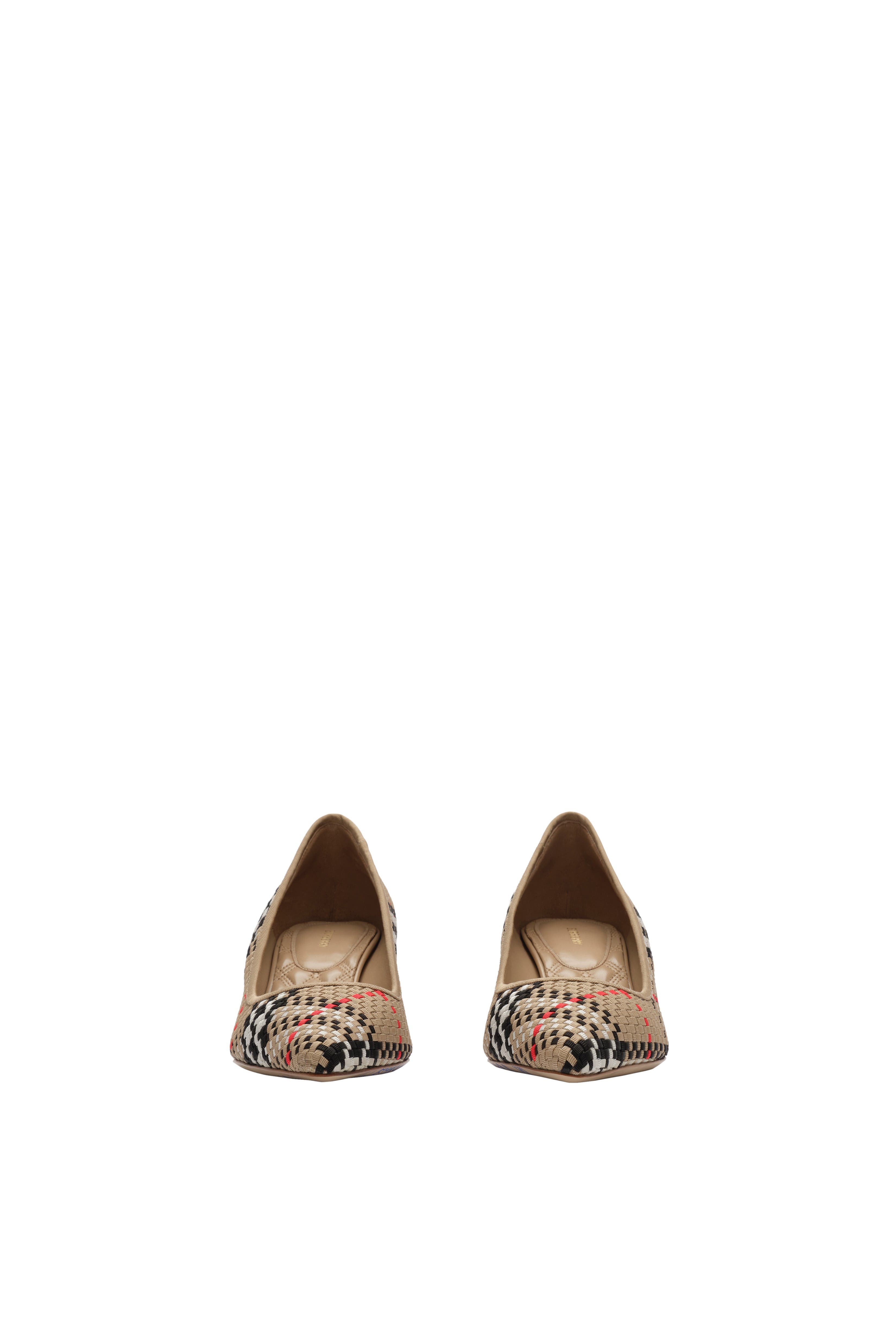 Burberry Check Dame Pumps, Alternate, color, Sand Beige