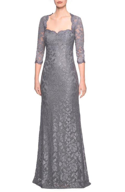 Long Lace Gown with Sweetheart Neckline