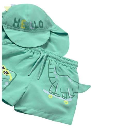 Mayoral Dinosaur Swim Suit Set In Turqoise