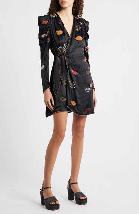 FARM Rio Beaded Kisses Wrap Minidress