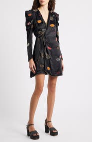 FARM Rio Beaded Kisses Wrap Minidress