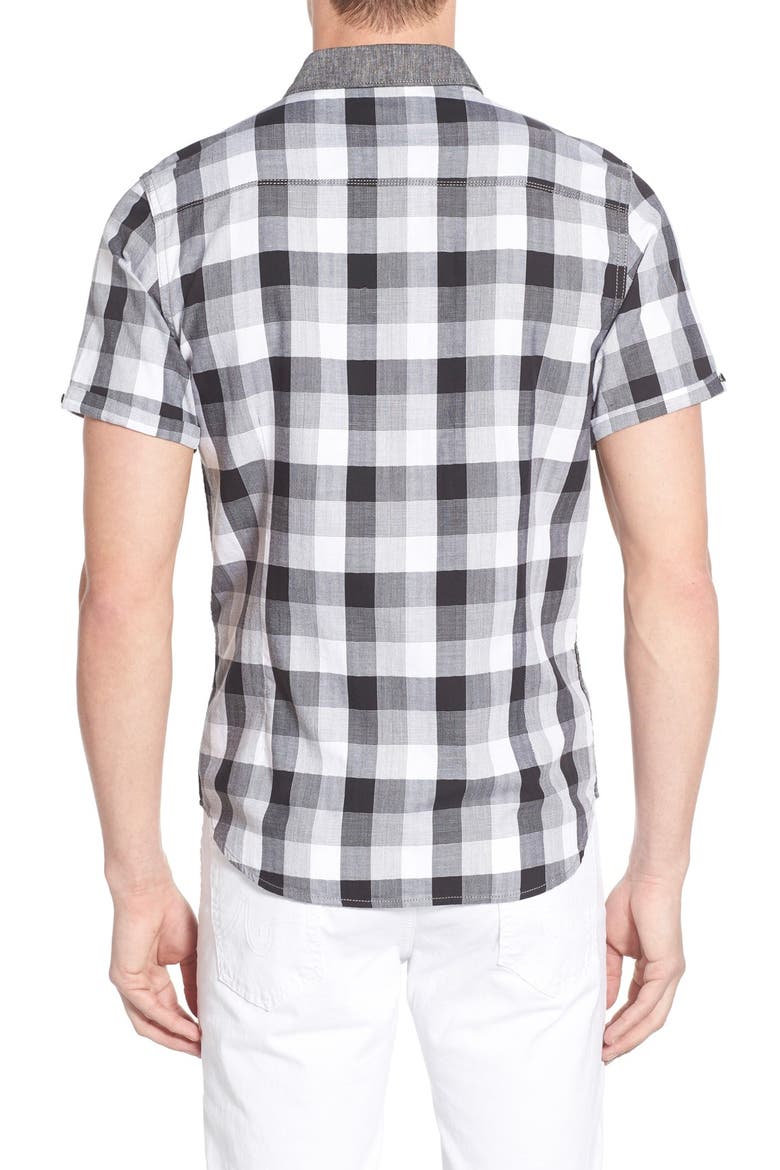 'Fog Crest' Regular Fit Buffalo Short Sleeve Woven Shirt, Alternate, color, NIGHT SHADOW